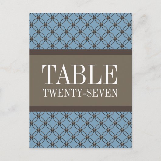 Carte postale Numéro de table de lattice bleu (Devant)