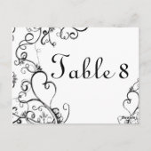 Carte postale Numéro de table de Mariage noir blan (Dos)