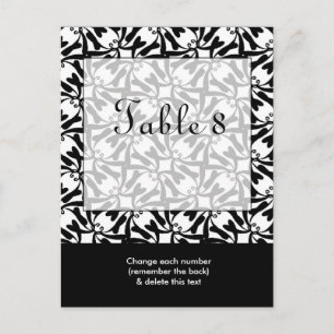 Carte postale Numéro de table de Mariage noir blan