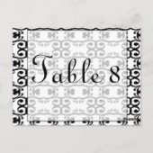Carte postale Numéro de table de Mariage noir blan (Dos)