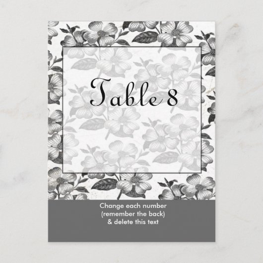 Carte postale Numéro de table de Mariage noir blan (Devant)