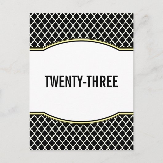 Carte postale Numéro de table de quatrefoil jaune  (Devant)