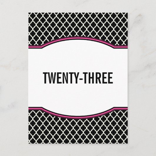 Carte postale Numéro de table de quatrefoil rose é (Devant)