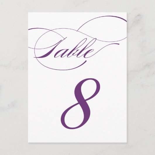 Carte postale Numéro de table de script élégant | (Devant)