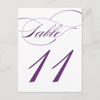Carte postale Numéro de table de script élégant |