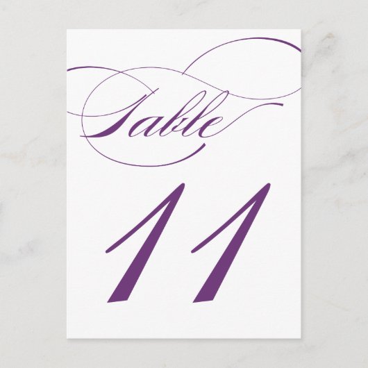 Carte postale Numéro de table de script élégant | (Devant)