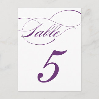 Carte postale Numéro de table de script élégant |