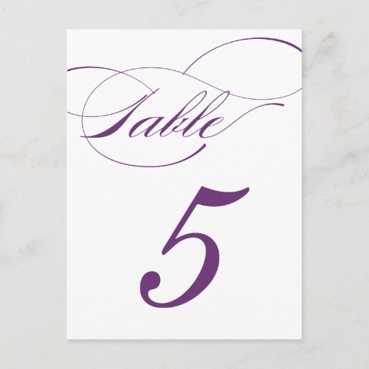 Carte postale Numéro de table de script élégant | (Devant)