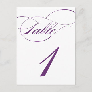 Carte postale Numéro de table de script élégant |