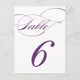 Carte postale Numéro de table de script élégant |