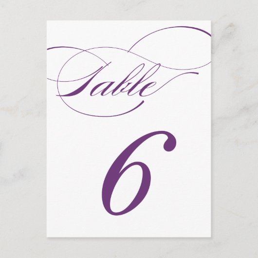 Carte postale Numéro de table de script élégant | (Devant)