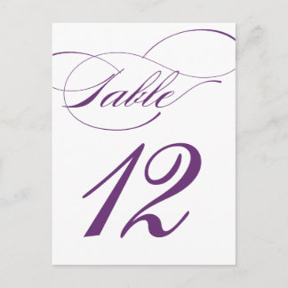 Carte postale Numéro de table de script élégant |