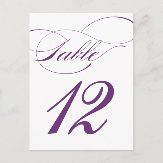Carte postale Numéro de table de script élégant | (Devant)