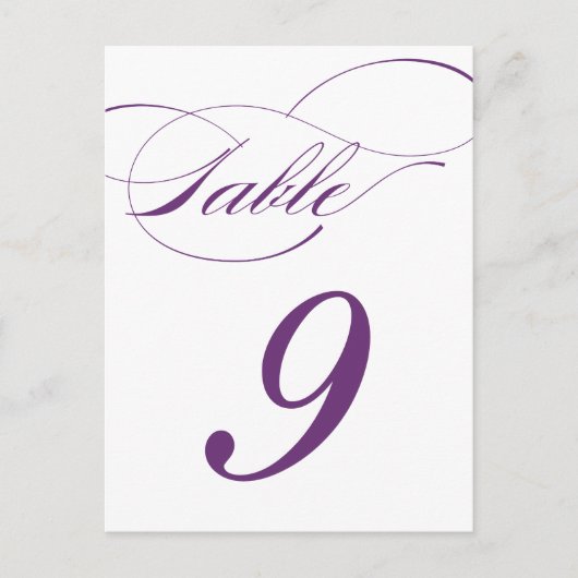 Carte postale Numéro de table de script élégant | (Devant)