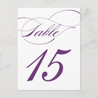 Carte postale Numéro de table de script élégant |