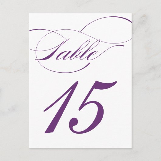 Carte postale Numéro de table de script élégant | (Devant)