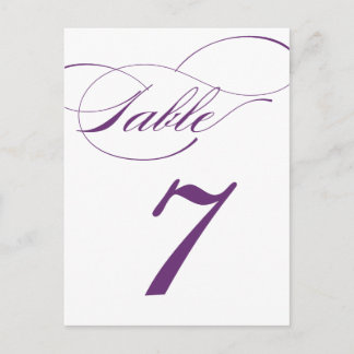 Carte postale Numéro de table de script élégant |