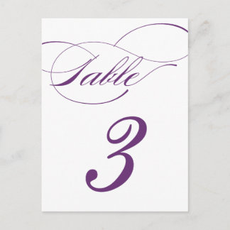 Carte postale Numéro de table de script élégant |