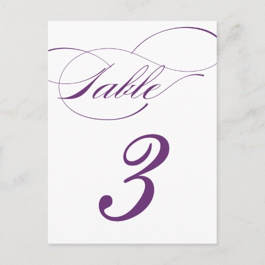 Carte postale Numéro de table de script élégant | (Devant)