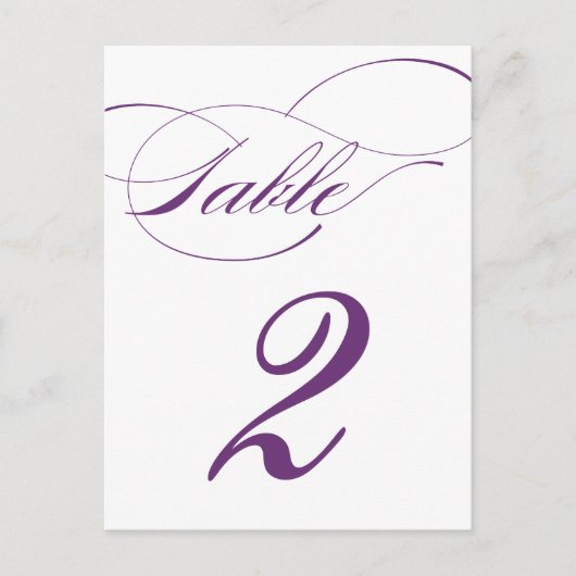 Carte postale Numéro de table de script élégant | (Devant)