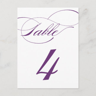 Carte postale Numéro de table de script élégant |