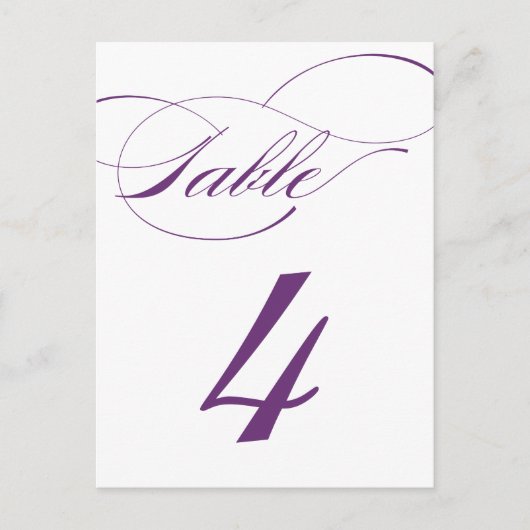 Carte postale Numéro de table de script élégant | (Devant)