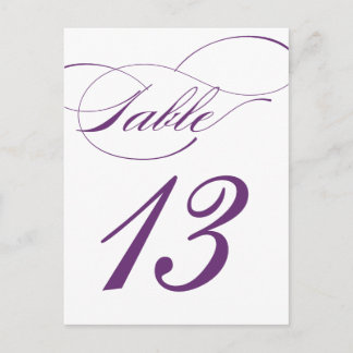 Carte postale Numéro de table de script élégant |