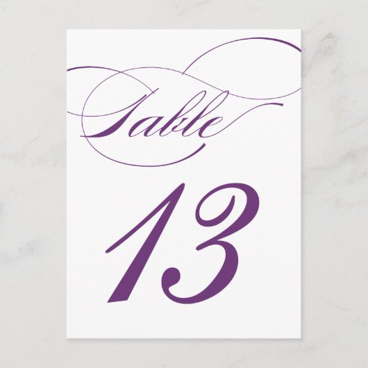 Carte postale Numéro de table de script élégant | (Devant)