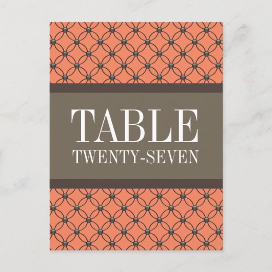 Carte postale Numéro de table de table Orange Fanc (Devant)