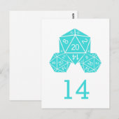 Carte postale Numéro de table des dés Aqua D20 (Devant / Derrière)