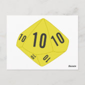 Carte postale Numéro de table des dés D10 jaune (Dos)