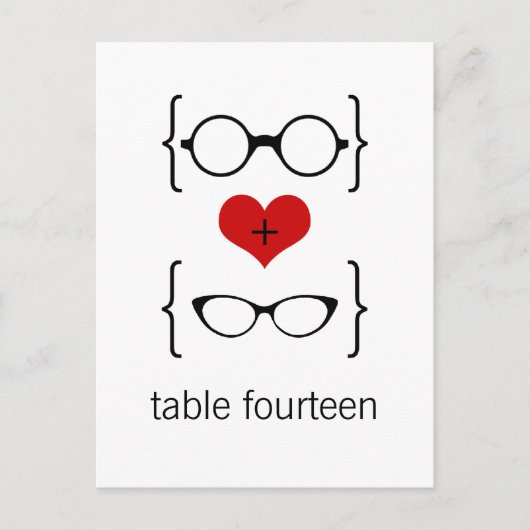 Carte postale Numéro de table des lunettes Geeky (Devant)