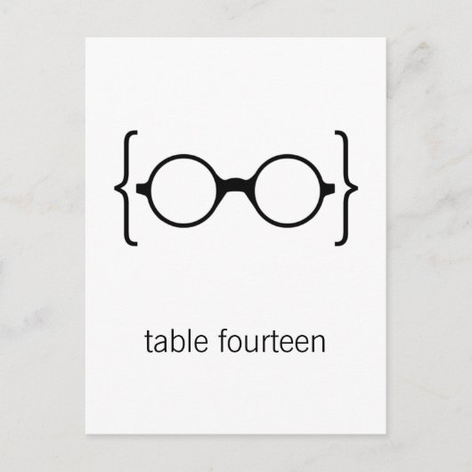 Carte postale Numéro de table des lunettes Geeky (Devant)