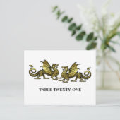 Carte postale Numéro de table Dragons Gold Elegant (Debout devant)