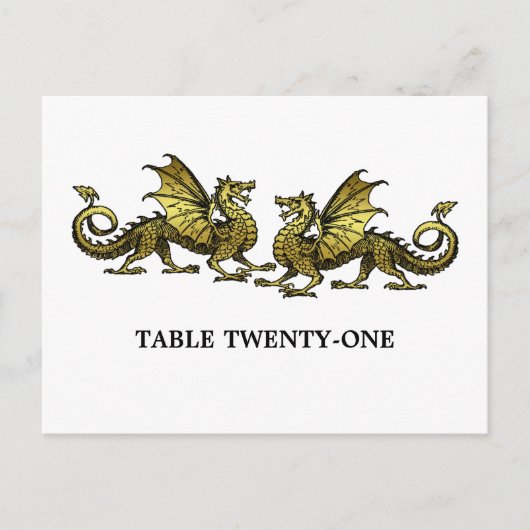 Carte postale Numéro de table Dragons Gold Elegant (Devant)