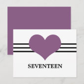 Carte postale Numéro de table du coeur, violet (Devant / Derrière)