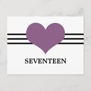 Carte postale Numéro de table du coeur, violet