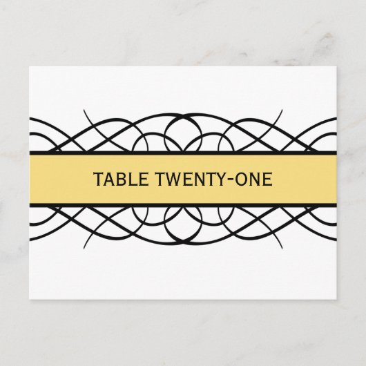 Carte postale Numéro de table fleurie Jaune (Devant)