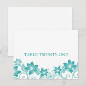 Carte postale Numéro de table florale simple Aqua (Devant / Derrière)