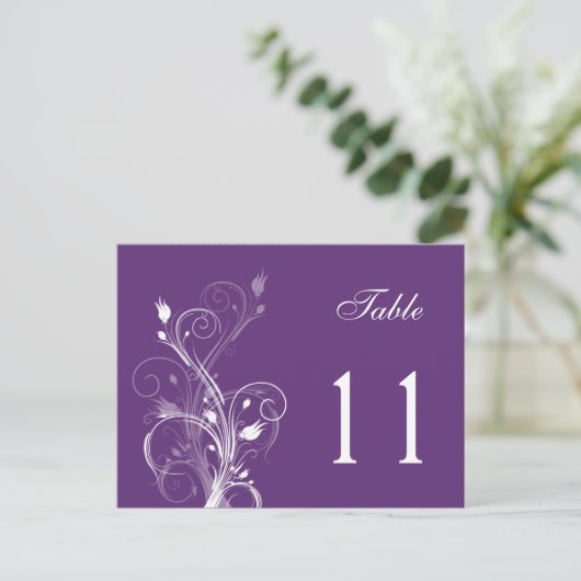 Carte postale Numéro de table florale violet et bl (Debout devant)
