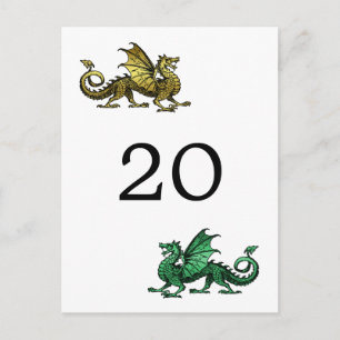Carte postale Numéro de table Gold Green Dragon