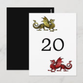 Carte postale Numéro de table Gold Red Dragon (Devant / Derrière)