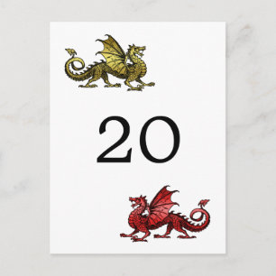 Carte postale Numéro de table Gold Red Dragon