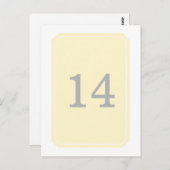 Carte postale Numéro de table Jaune simple et élég (Devant / Derrière)