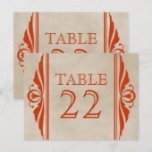 Carte postale Numéro de table Orange Elegant Deco (Devant / Derrière)