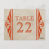 Carte postale Numéro de table Orange Elegant Deco (Dos)