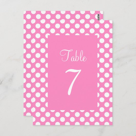 Carte postale Numéro de table Pointe rose et blanc (Devant / Derrière)