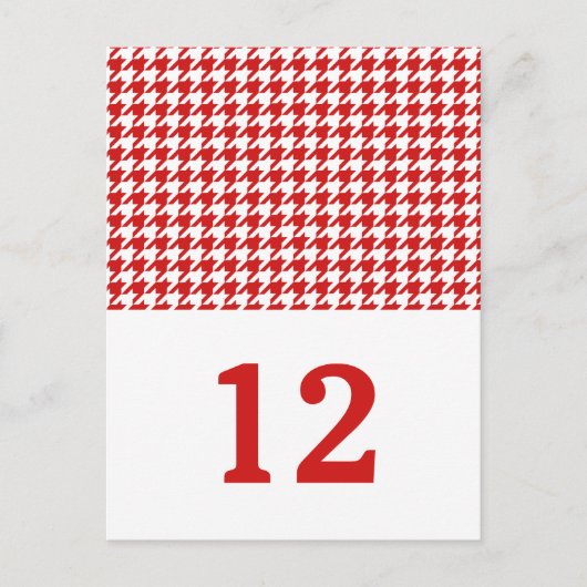 Carte postale Numéro de table Red Houndstooth (Devant)