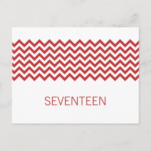 Carte postale Numéro de table Red Simple Chevron (Devant)