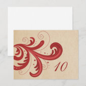 Carte postale Numéro de table Red Stylish (Devant / Derrière)